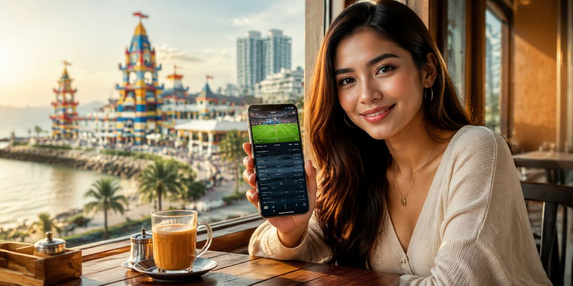 Pengguna log masuk ke platform atm8 untuk pertaruhan sukan di Malaysia